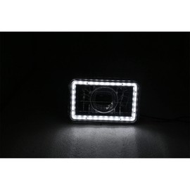 YLT AUTO Pair of 4 x 6-Inch White LED Semi-Enclosed Headlamps Clear Lens Chrome Diamond Cut Housing H4 HID LED High and Low Beam Projector Headlamp Replacement Kit