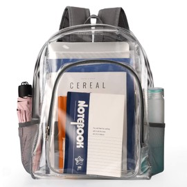 Fomaris Clear Backpack Heavy Duty See Through Plastic Clear Backpacks for Warehouse School Work Travel College (Gray)