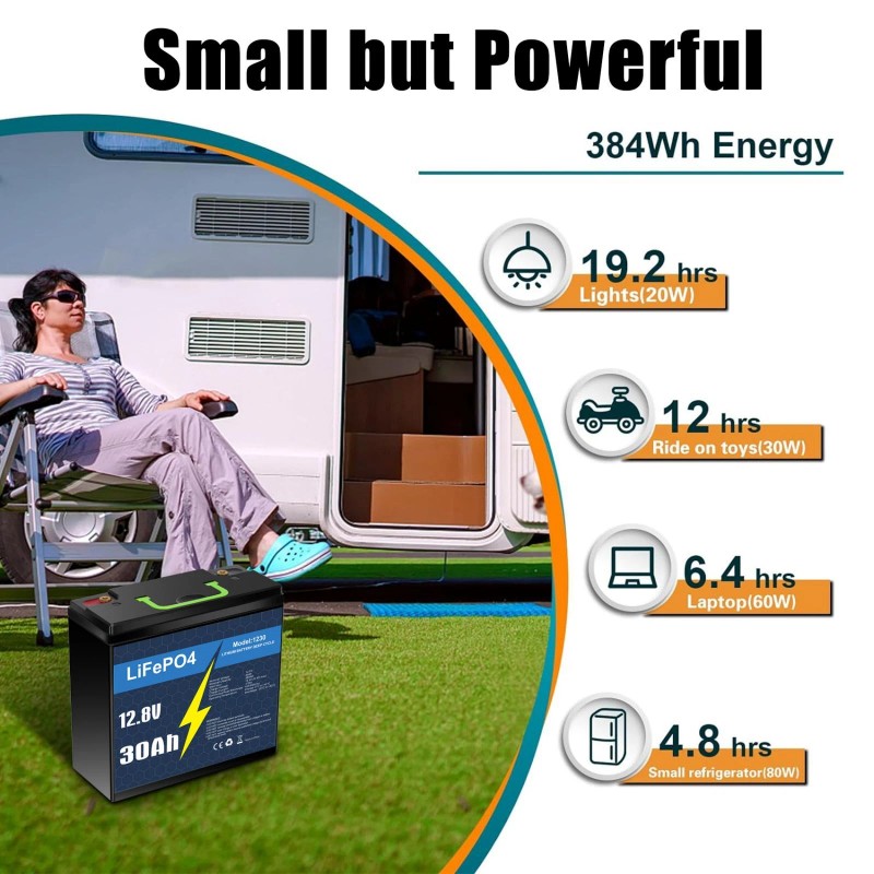Litime 12V 30Ah LiFePO4 Lithium Battery 30A BMS Deep Cycles