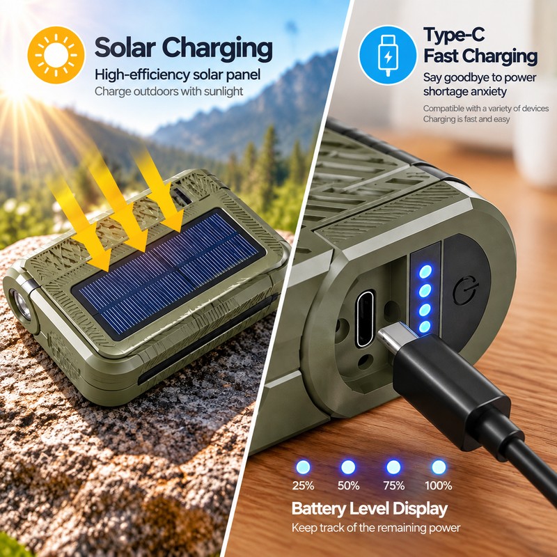 Foldable Solar Camping Light with USB Rechargeable Battery – Portable