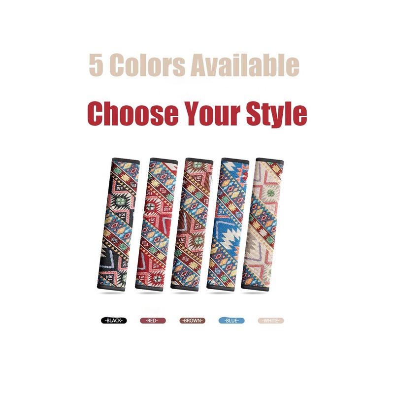 Boho Car Seat Belt Covers for Women, 2 Pack, 19.7"