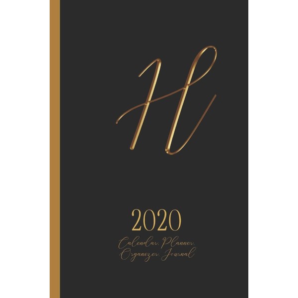 H - 2020 Calendar, Planner, Organizer, Journal: Luxurious golden metal