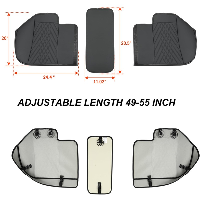GIANT PANDA PU Leather Rear Seat Cover Protector, Anti-Slip Adjustable