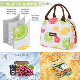 Kato Tirrinia Lunch Bags for Women Men, Insulated Lunch Tote Bag for Girls, Lunch Box for Adults & Children, Large Cooling Lunch Bag for Work/School/Picnic, White
