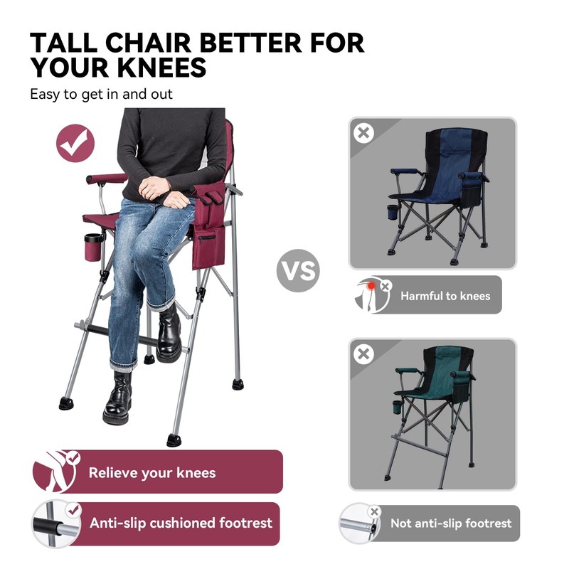 Foldable Directors Makeup Salon High Chair - Portable Camping Bar