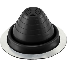 Water-Tite 81470#3 Metal Roof Flashing, 7-3/4-inch Round Base with EPDM Rubber Collar, For 0" to 5" Vent Pipes, Black