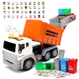 kramow Rubbish Car Toy with Lights and Sound, Toy from 4 Years for Boys, Toy Cars Vehicles, Educational Toy for Children, Boys, Girls, Orange