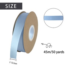 Sewhick 1 Inch x 50 Yards Solid Satin Ribbon Single Face Fabric Ribbons for Gift Wrapping Crafting Bows Bouquet Wedding Invitation Floral Arrangement Baby Shower, Light Blue