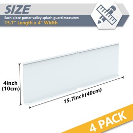 Flamorrow 4 Pack Aluminum Gutter Valley Splash Guards, Foldable Rainwater Roofing Gutter Guard with Screws, Bendable Roof Rain Diverter for House Flat Shingle Roofs, Valley, Corner, Silver