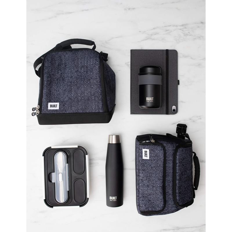 BUILT Insulated Lunch Bag with 'The Professional' Design, Polyester, Black,