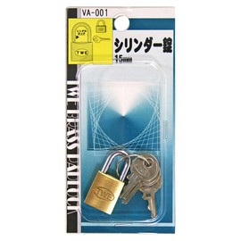 Wake Sangyo TWE VA-001 Cylinder Lock, Padlock, 0.6 inch (15 mm), Back, Anti-theft Management, 1 Main Unit, 3 Keys