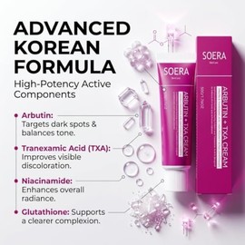 Crema iluminadora coreana oficial SOERA, arbutina y ácido tranexámico, crema facial para tono de piel desigual y apariencia de manchas oscuras para ru