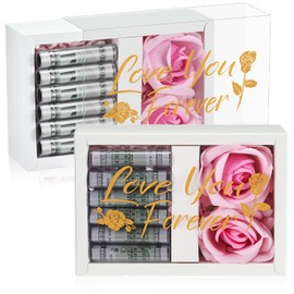 CroBlissful Christmas Money Box for Christmas Cash Gift Money Gift Box for Cash with 2 Velvet Rose Flower 6 Acrylic Tubes for Women Girlfriend Wife Anniversary