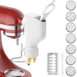 Fedowal Gourmet Pasta Press Attachment for Kitchenai Stand Mixer, Pasta Maker Attachment with 7 Interchangeable Plates, Pasta Extruder Attachment for Spaghetti Bucatini Fusilli l Macaroni (Standard)