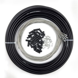 Farbetter Lined Bicycle Brake Cable Housing, 5mm x 50ft, Including 30 PCS Cable End Caps Kit, The Most Trusted DIY Set for SRAM/Shimano Mountain Bike Road Bike (50ft+10 Road Inner Wires)