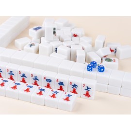 AzulHome American Mahjong Game Set, 166 Premium Ivory White Melamine Tiles (1.65"), 4 Dice, 80 Poker Chips, Storage Bag, Extra Large Mah Jongg Tiles Set