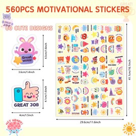 560PCS Teacher Gifts for Valentine's Day Teacher Reward Positive Affirmation Stickers Motivational Inspirational Stickers for Scrapbooking,Positive Quotes Sticker for Bottle Laptop Desk