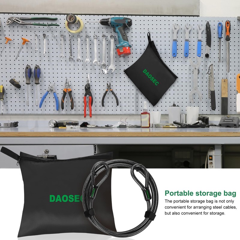 DAOSEC 10 ft x 1/2" Heavy Duty Cut-Proof Security Cable