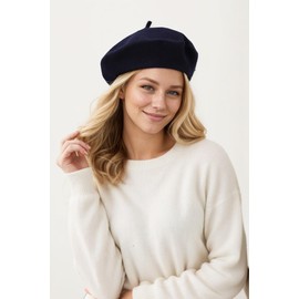 EGANO Wool Beret - Classic French Beret Hats for Women - Stylish and Timeless Fashion Accessory for Every Wardrobe Navy Blue