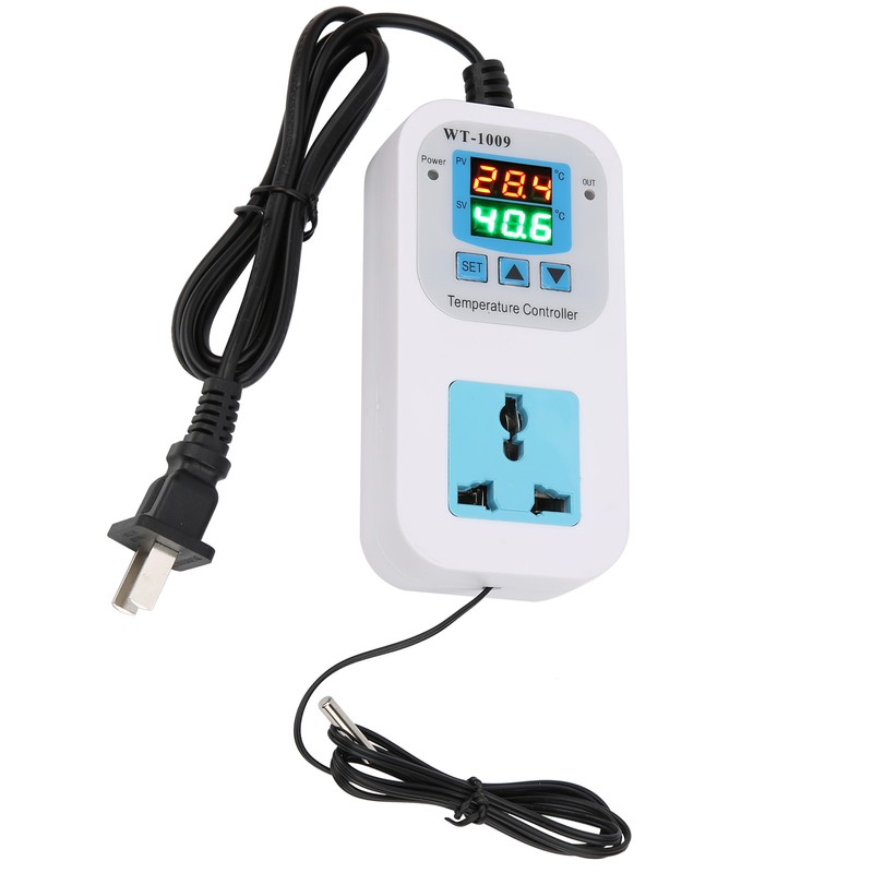 Temperature Controller Digital Dual Display Electronic Control Socket 10A WT‑1009