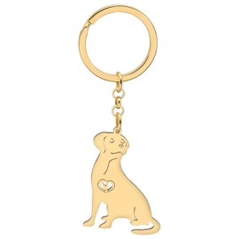 SHIGIE Stainless Steel Cartoon Labrador Retriever Dog Keychain Car Purse Key Ring Puppy Pets Animals Jewellery For Women Gifts (18K Gold Plated)