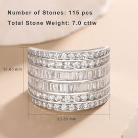 AIHUASI JEWELRY Wide Wedding Band for Women AAAAA Cz Anniversary Bands Engagement Eternity Rings White Gold Size 7