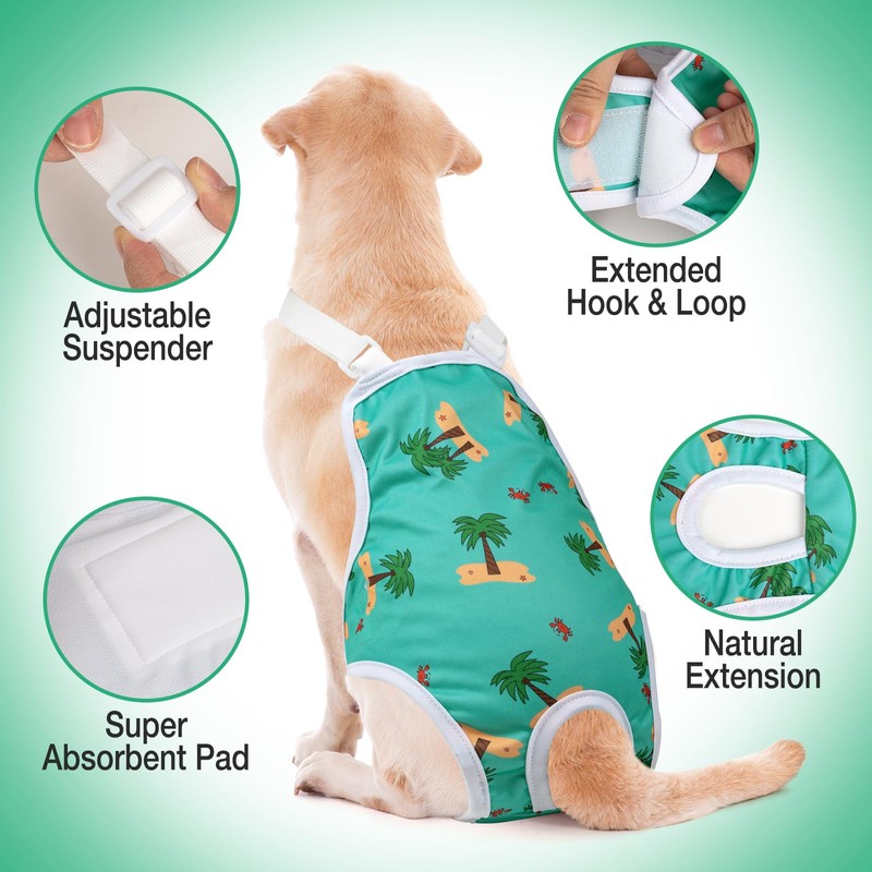 Jollywoods 3 Pack Washable Female Dog Diaper Onesie Sanitary Pantie