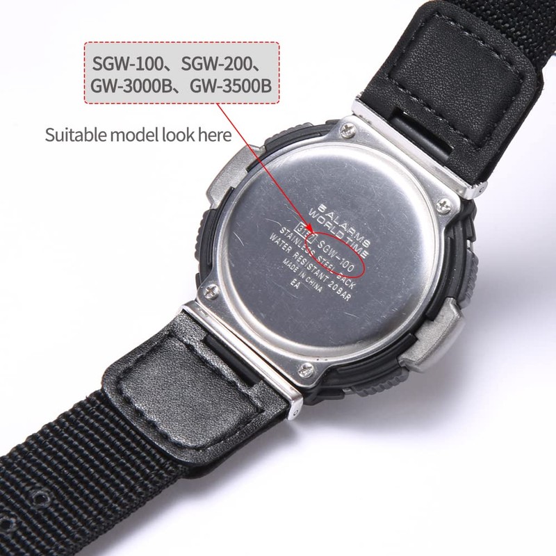 MCXGL Cloth/Leather Strap Replacement for Casio SGW-100 GW-3000B GW-3500B PAS-400B