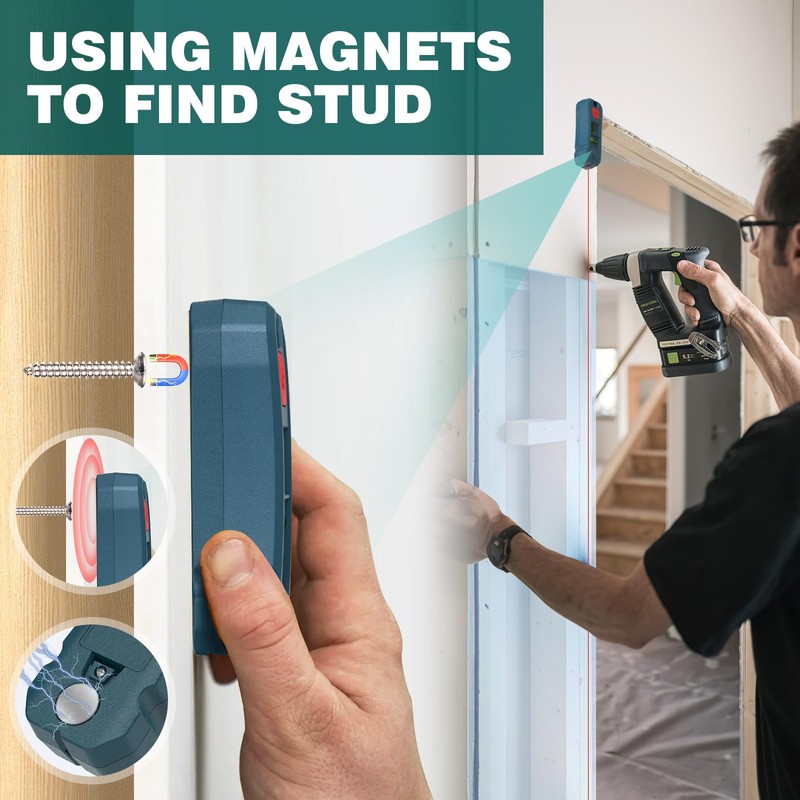 Magnetic Stud Finder with Laser Level,Hands-Free Marking Stud Finder Wall
