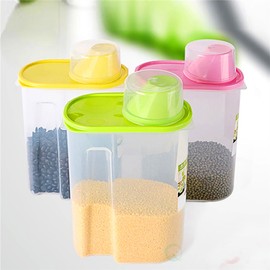 Basicwise BPA -Free Plastic Food Saver, Kitchen Food Cereal Storage Containers with Graduated Cap, Set of 3 Large & 3 Small, Large & Small, Pink, Green, and Yellow, QI003216.6