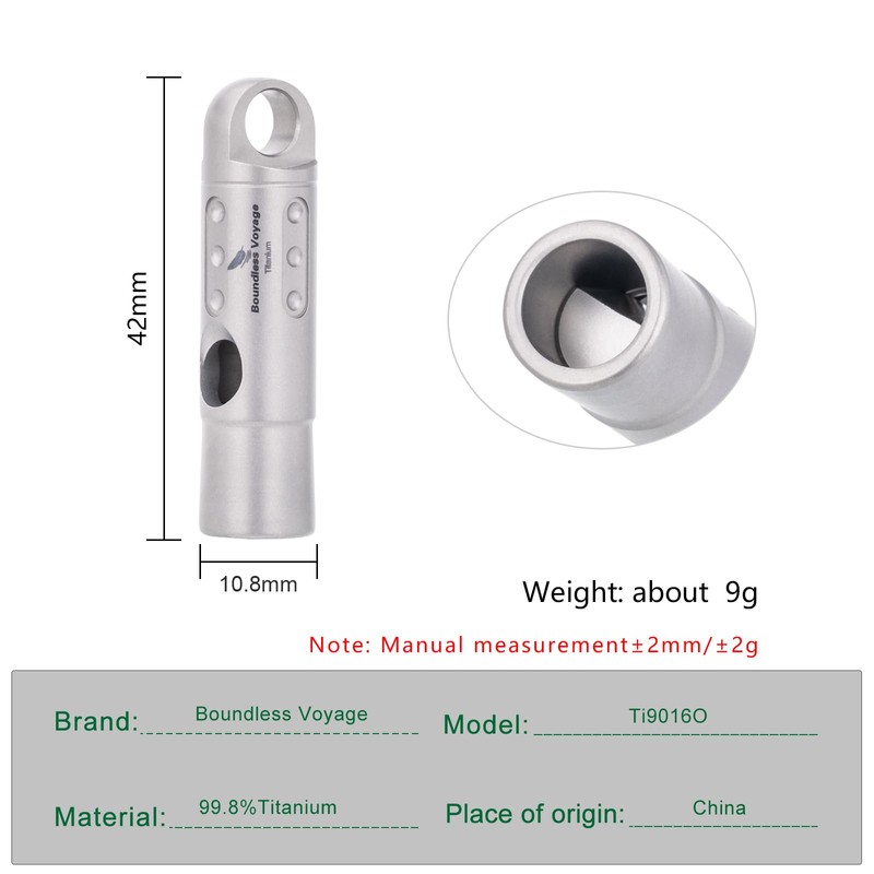 Boundless Voyage Titanium Whistle Emergency Survival Safety Whistles with Lanyard