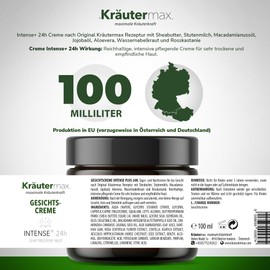 Kräutermax Intense Gesichtscreme - Intensive Pflege für sehr trockene Haut - 24 Stunden Tagescreme und Nachtcreme 1 x 100 ml