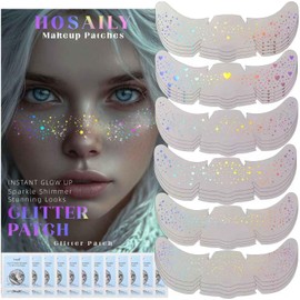 HOSAILY 24 Parches Holográficos Multicolores Con Purpurina Y Pecas Para Tatuajes Faciales, Resistentes Al Agua, Para Mujer, Con Purpurina De Estrella, Accesorios De Maquillaje Para Festivales Y