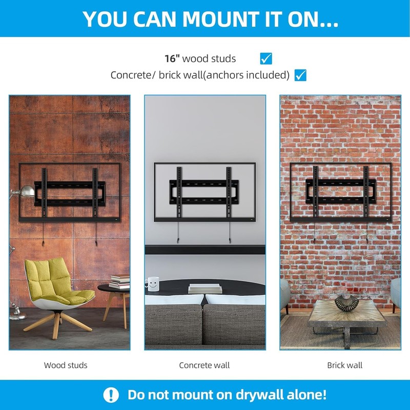 HOME VISION TV Wall Mount Fixed for Most 26-65 Inch