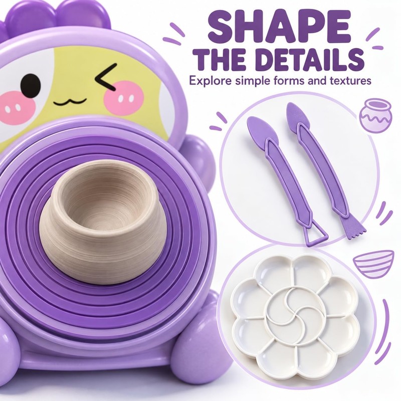 Kids Pottery Wheel with Clay, Arts and Crafts Kit for