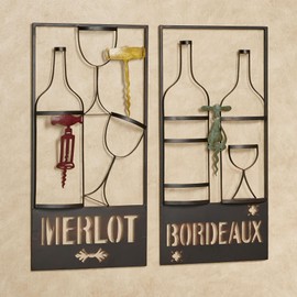 Favorite Wine Metal Vintage Wall Art Bronze Set of Two | Openwork Designs | Vineyard Themed Decor for Kitchen | Tuscan Style Decorations