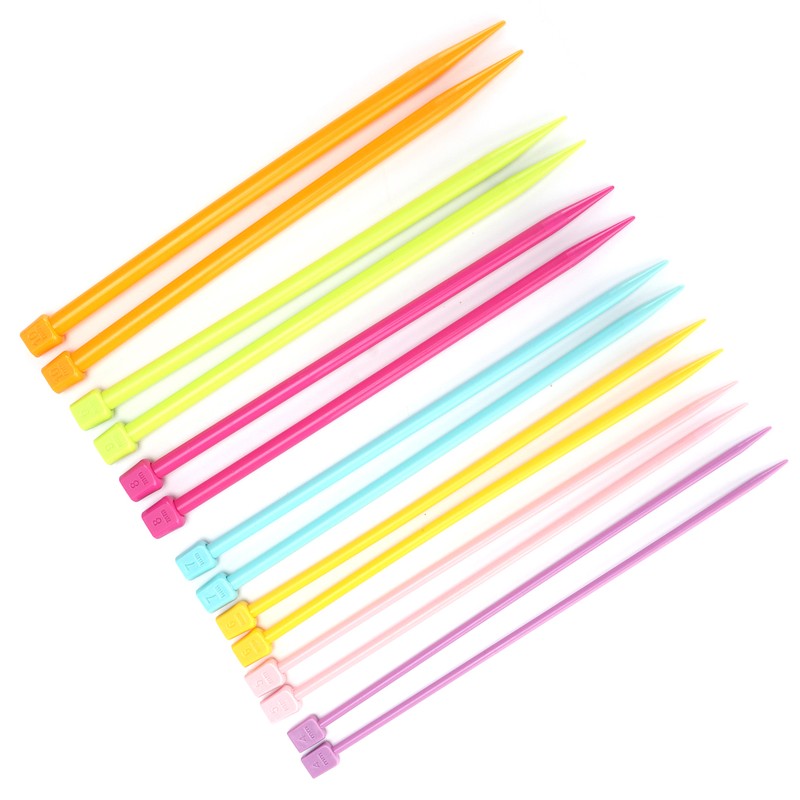 14 Pcs Knitting Needles Multicolour Portable 25cm Sweater Needle Plastic
