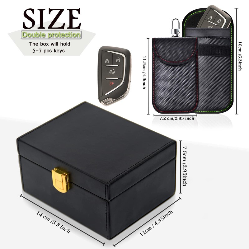 Faraday Box & 2 Pack Faraday Bag for Key Fob