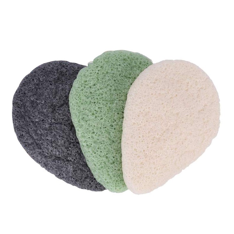 JOSALINAS Nature Konjac Facial Sponge 3 Packs with Activated Bamboo