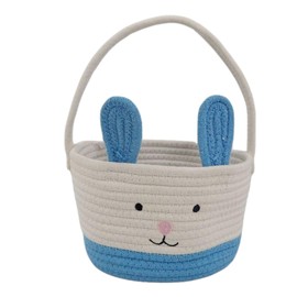 AIXXCUVQ Cotton Easter Rabbit Ears Peters S Easter Basket With Bunny Delightful Easter Celebration S And Years Easter Basket, Blue