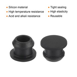 MECCANIXITY Silicone Snap in Locking Hole Plugs,Rubber Panel Seal Cover Flush Type Panel Round for Kitchen Rubber Bulkheads Waterproof Sealing Plugs 9.5mm/0.4 Inch Diameter Black,Pack of 10