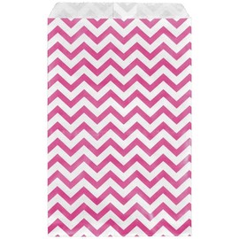 888 Display - 200 pcs of 5" x 7" Pink Chevron Paper Gift Bags Shopping Sales Flat Bags