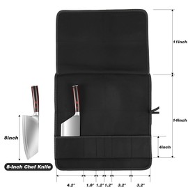 JOINDO 6 Slot Puncture Resistant Knife Roll, Waxed Canvas Knife Bag Featuring UHMWPE Fabric, Tie Straps Knife Roll Bag Fit 8-Inch Chef Knives