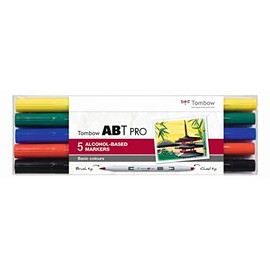 Tombow ABTP-5P-1 Alcohol-Based Marker ABT PRO Two Tips Basic Colours