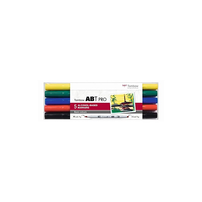 Tombow ABTP-5P-1 Alcohol-Based Marker ABT PRO Two Tips Basic Colours