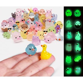 SparkleFab SparkleFab Luminous Mini Resin Animals 50 Pcs Tiny Animals to Hide Around The Office Home Mini Ducks Tiny Frogs Small Birds Little Rabbits Glow in The Dark for Crafts Fairy Garden Accessories