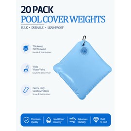 20 Pack Pool Cover Weights with Hooks, 500D PVC Pool Cover Hanging Bags