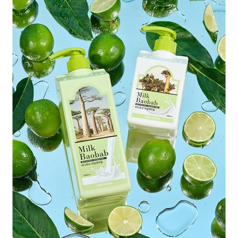 Milk Baobab Body Wash Lime & Basil, 1L, 1 piece