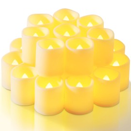 Homemory 12Pack Flickering Flameless Votive Candles, 200+Hour Electric Fake Candles, Battery Operated LED Tealight for Wedding, Outdoor, Table, Festival (Warm White,Battery Included)