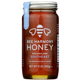 Bee Harmony Regional Raw Southeast Honey, Kosher Certified, 12 Ounces (Pack Of 6)
